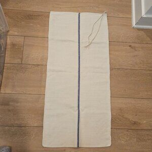 Vintage Rustic Cream Linen Blue 5 Stripe Grain Sack 40.5"x18.5" Clean